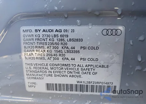 2024 Audi Q4 E-Tron Premium Plus 50 Quattro from USA, damaged, VIN WA1L2BFZ0RP014973